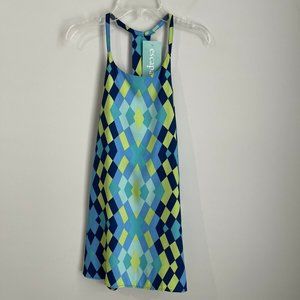 New Escapada Blue Green Geometric Print Sleeveless Britt Top